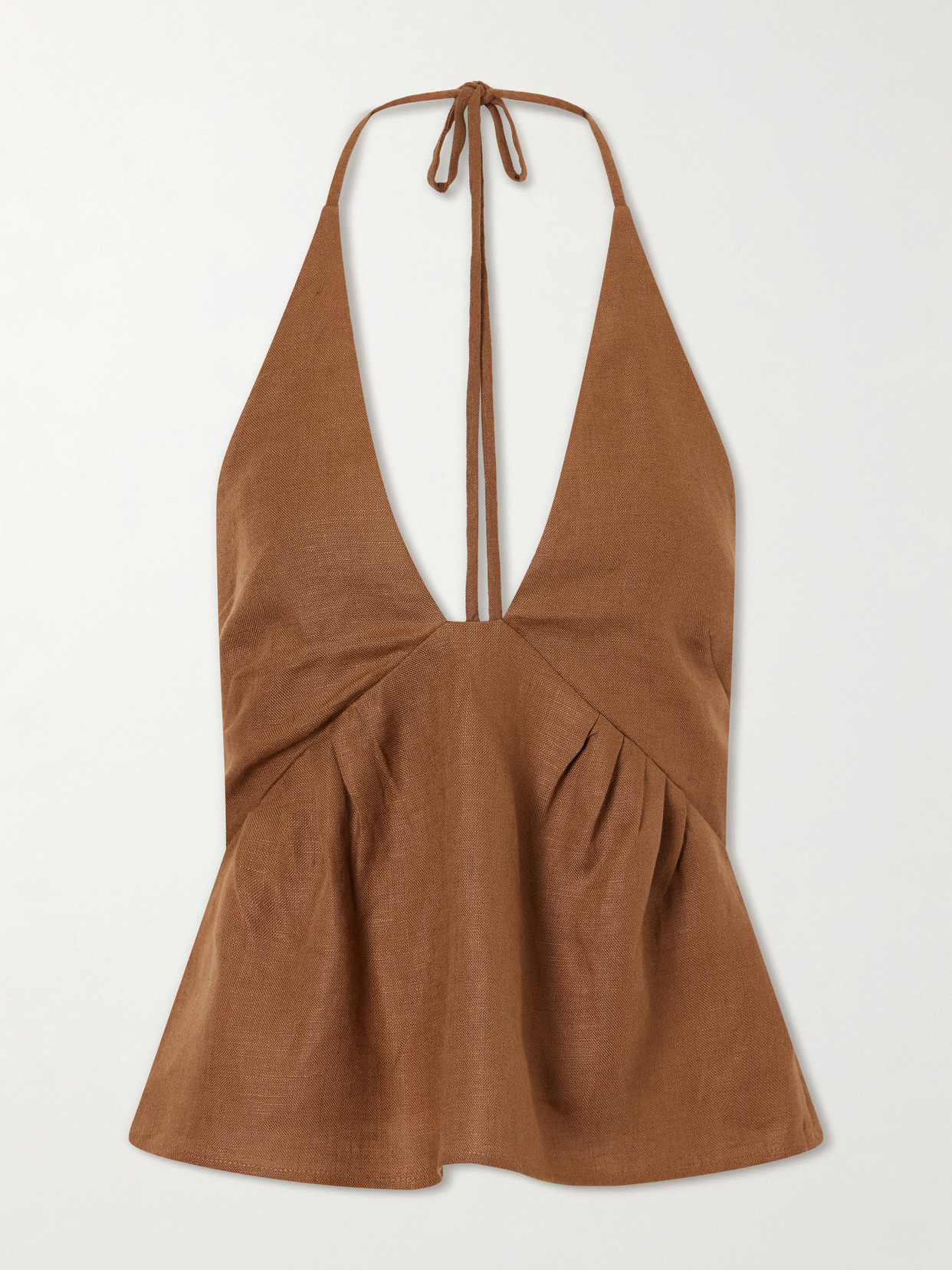 Sir Freja Linen Halterneck Tank In Brown