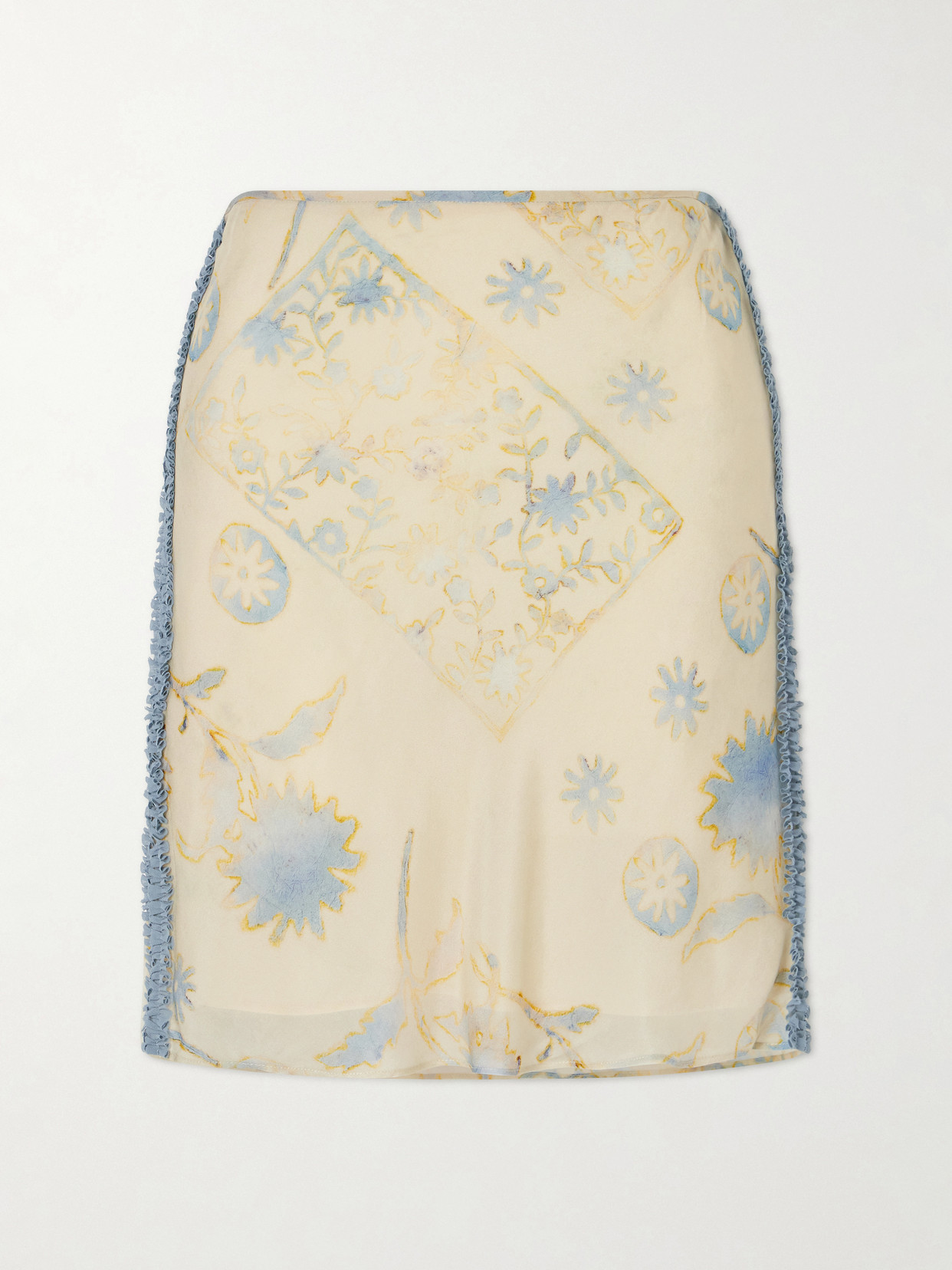 Sir Cecile Ruffled Printed Chiffon Midi Skirt In Neutral