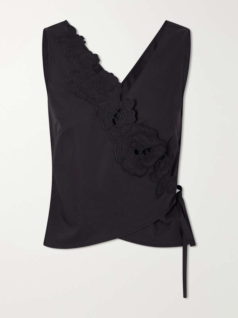 SIR. Klara Broderie Anglaise Cotton Wrap Top