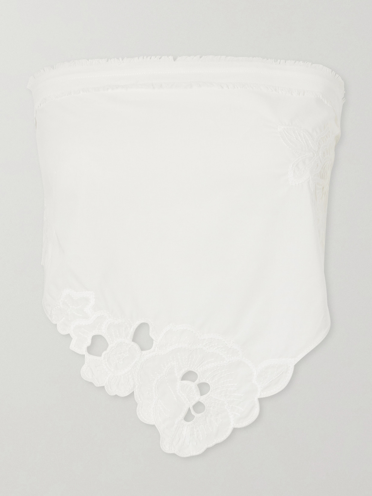 Sir Klara Cropped Broderie-anglaise-trimmed Cotton-poplin Top In Neutral