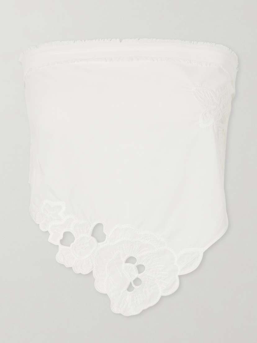 SIR. Klara Cropped Broderie-anglaise-trimmed Cotton-poplin Top
