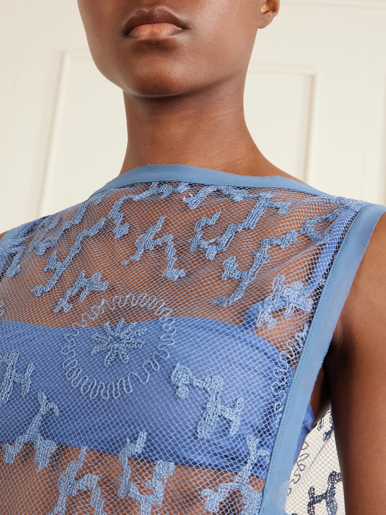 . - Leif Embroidered Tulle Top