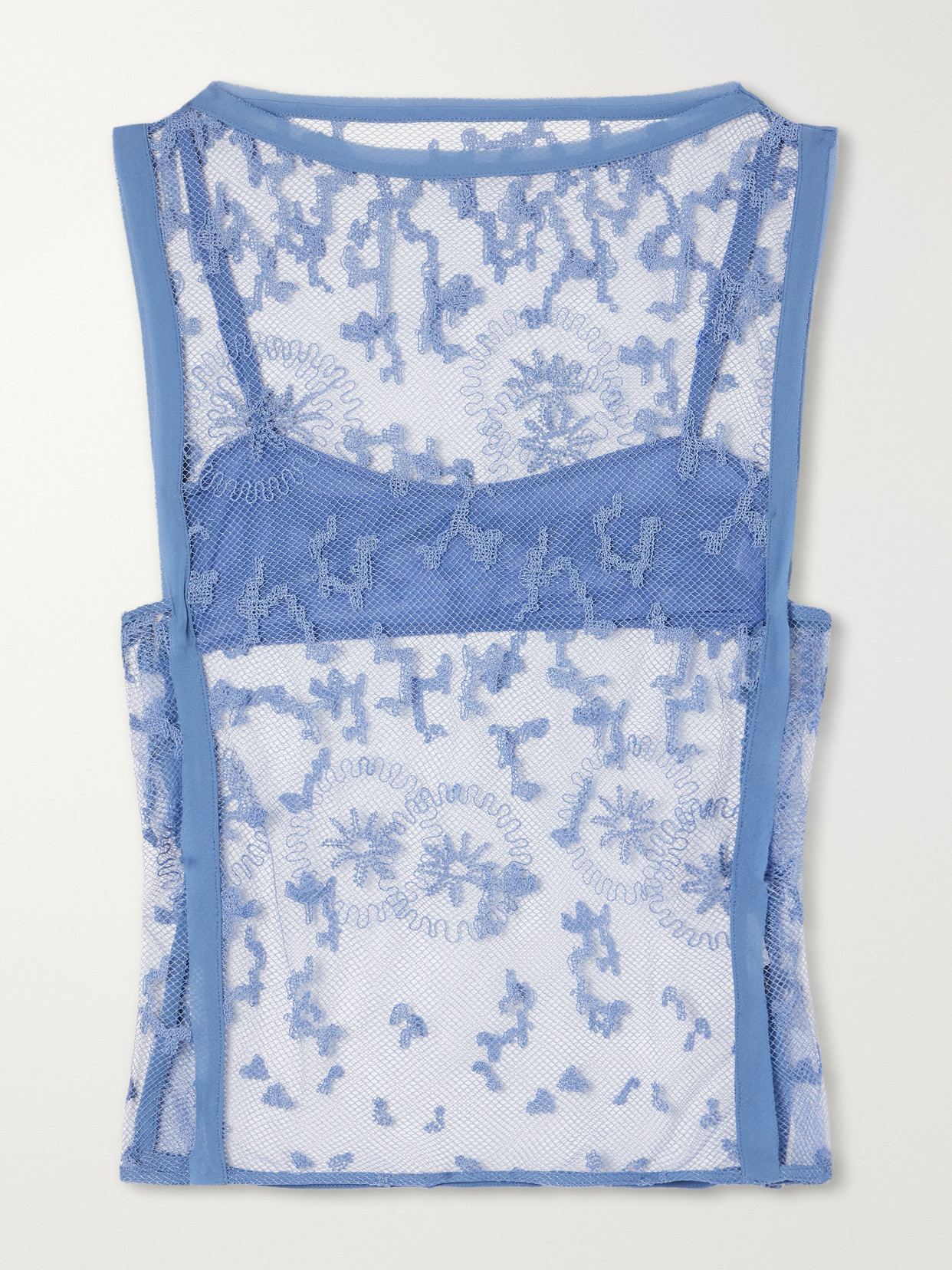 Sir Leif Embroidered Tulle Top In Blue