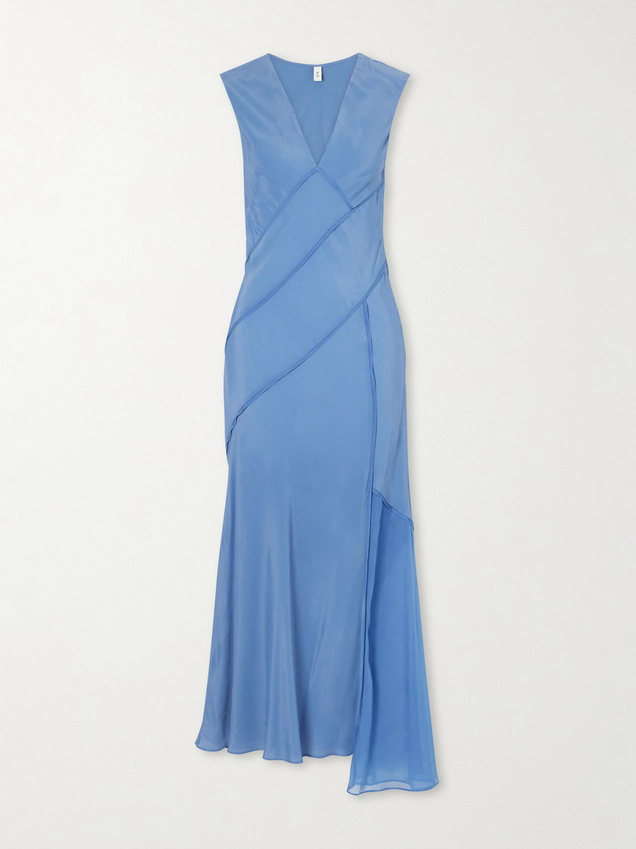 Sir Elin Paneled Crepe De Chine Gown In Blue