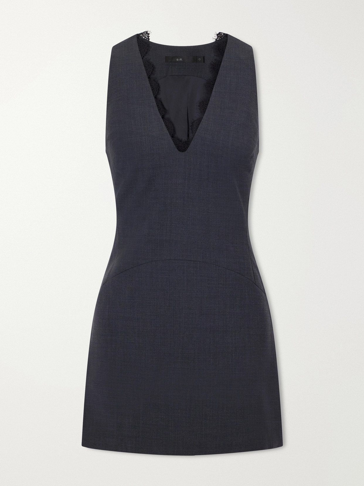 SIR. - Mathias Tailored Lace-trimmed Wool-blend Mini Dress - Gray