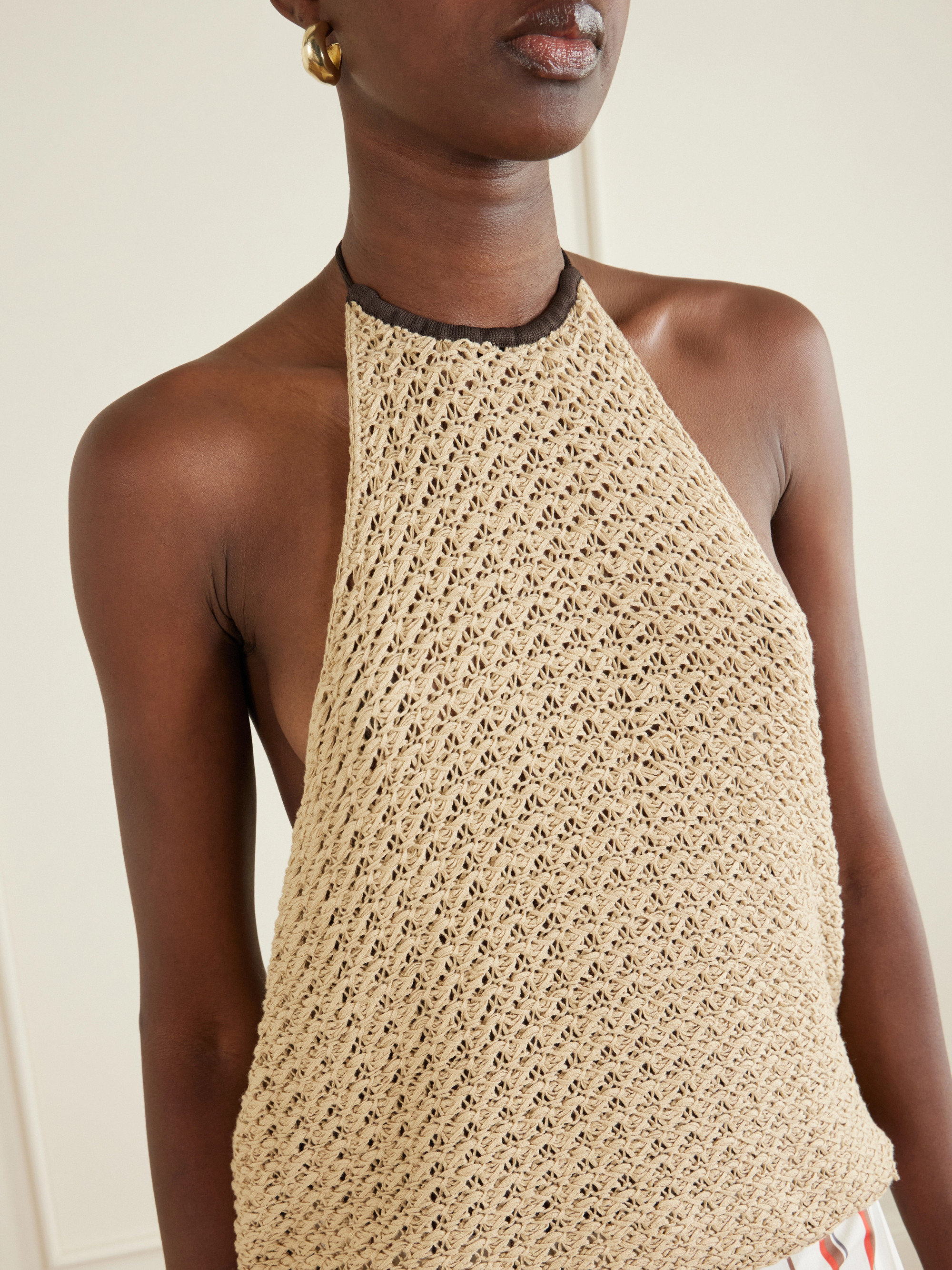 SIR. Ellinor crochet-knit cotton tank