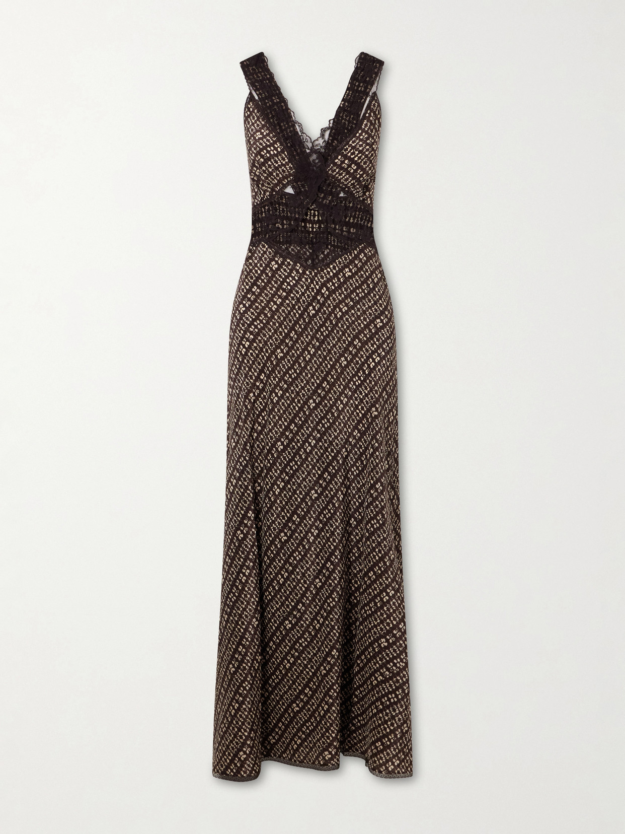 SIR. - Astrid Satin And Lace Cut-out Dress - Brown