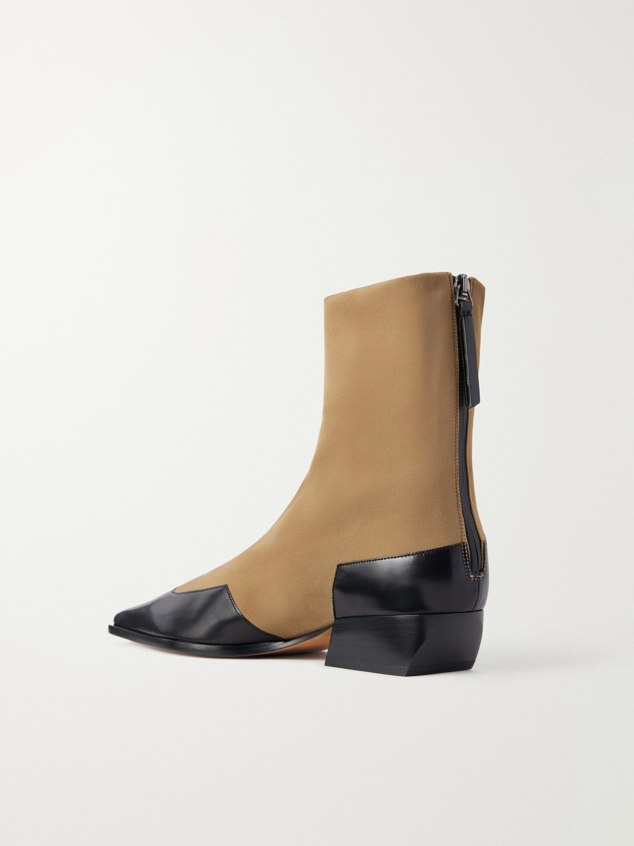 Western Minori Leather-Trimmed Stretch-Grosgrain Ankle Boots