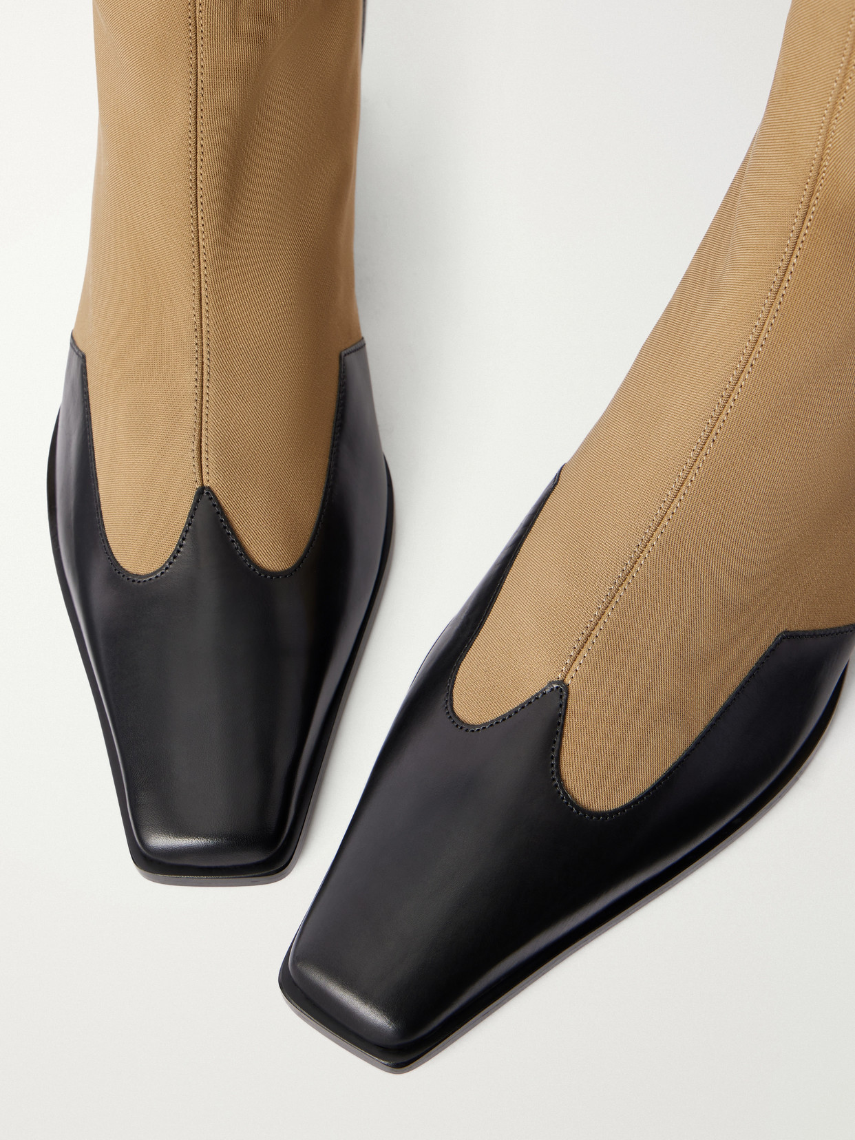 Western Minori Leather-Trimmed Stretch-Grosgrain Ankle Boots