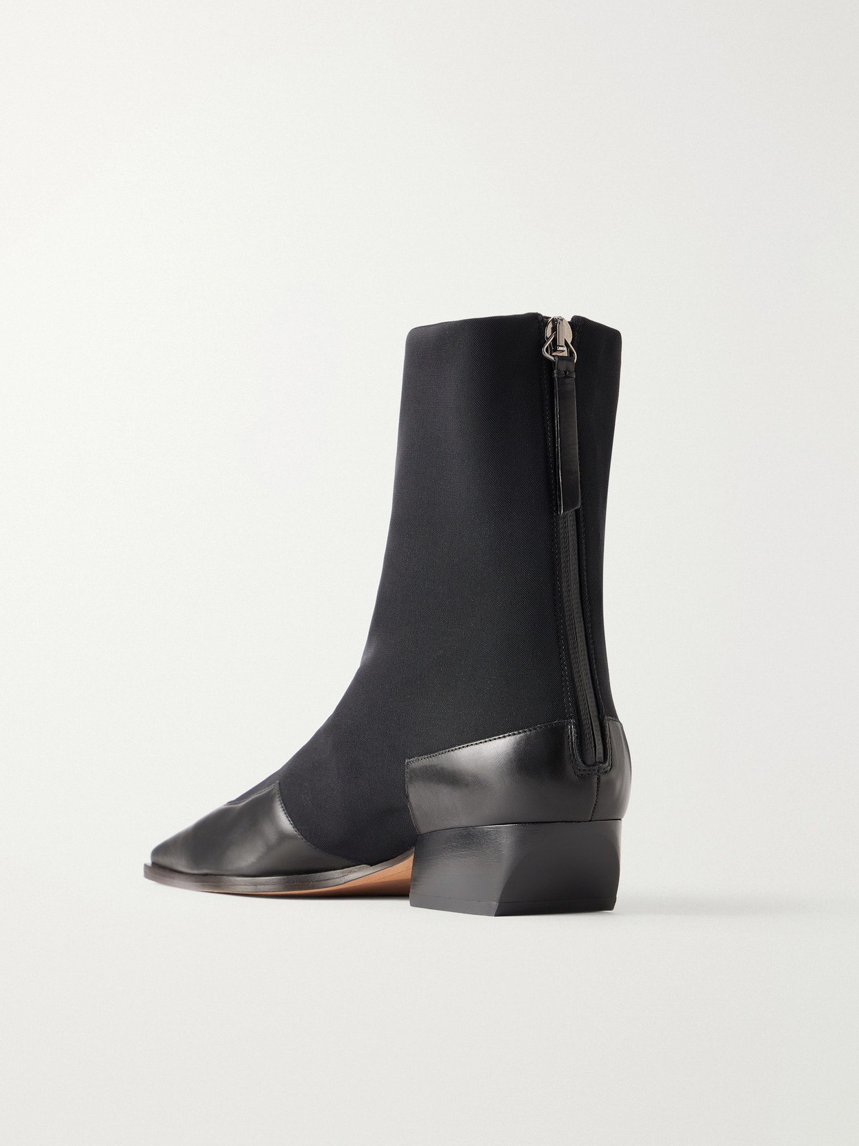 Western Minori Leather-Trimmed Stretch-Grosgrain Ankle Boots