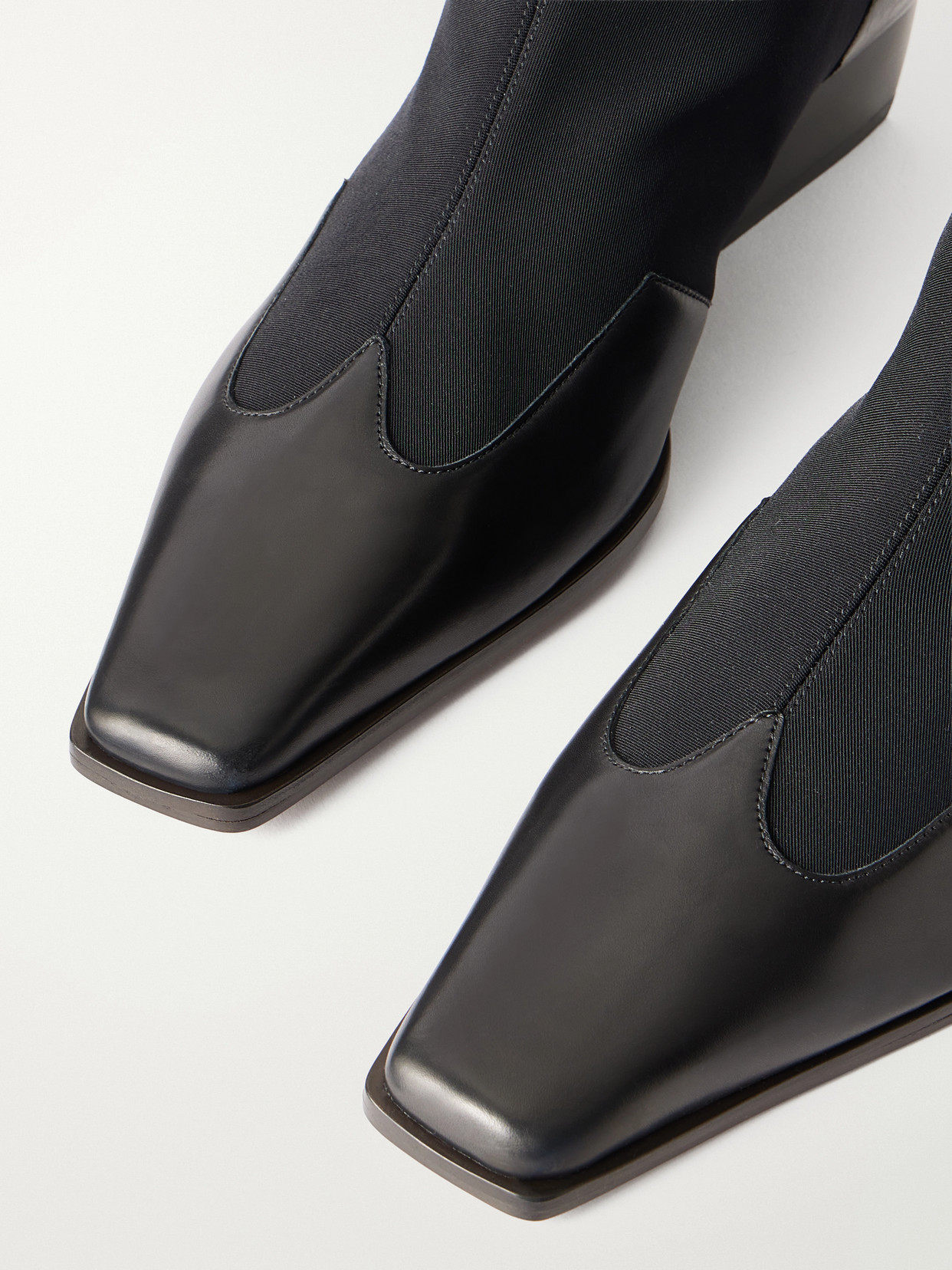 Western Minori Leather-Trimmed Stretch-Grosgrain Ankle Boots