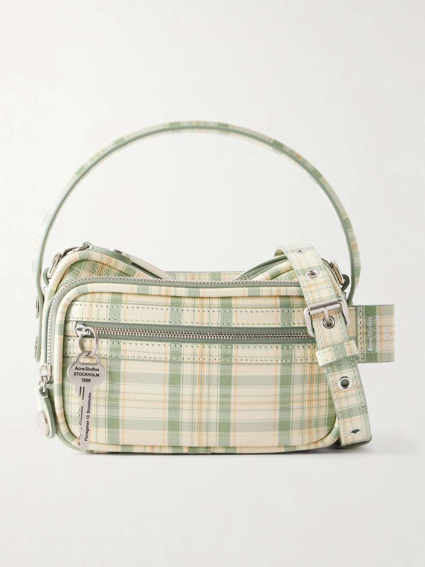 Acne Studios Camero Kit Checked Embellished Leather Shoulder Bag