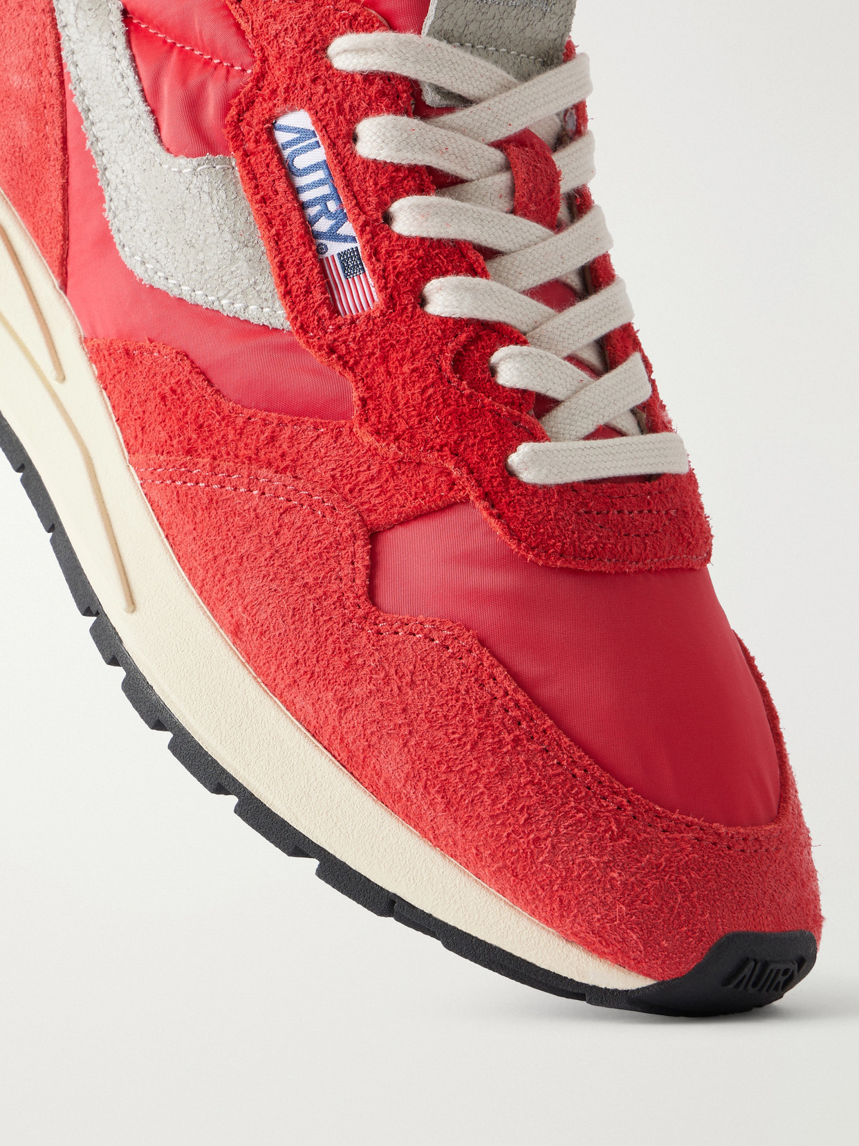 Autry Windspin Suede-trimmed Shell Sneakers In Red