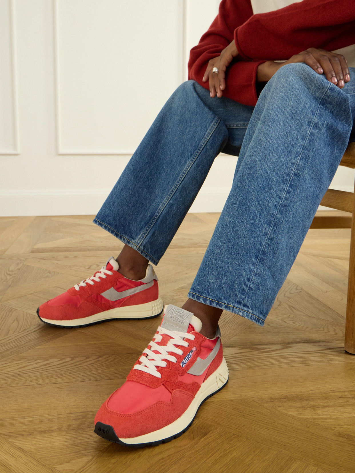 Autry Windspin Suede-trimmed Shell Sneakers In Red