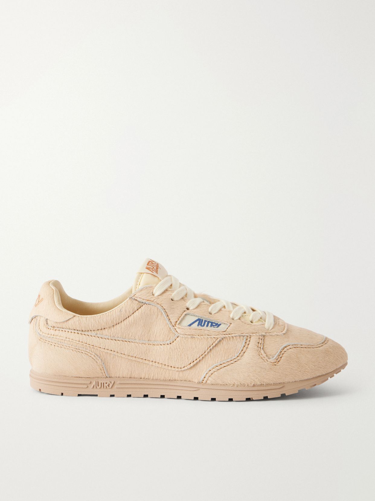 Windspin shell-trimmed calf hair sneakers