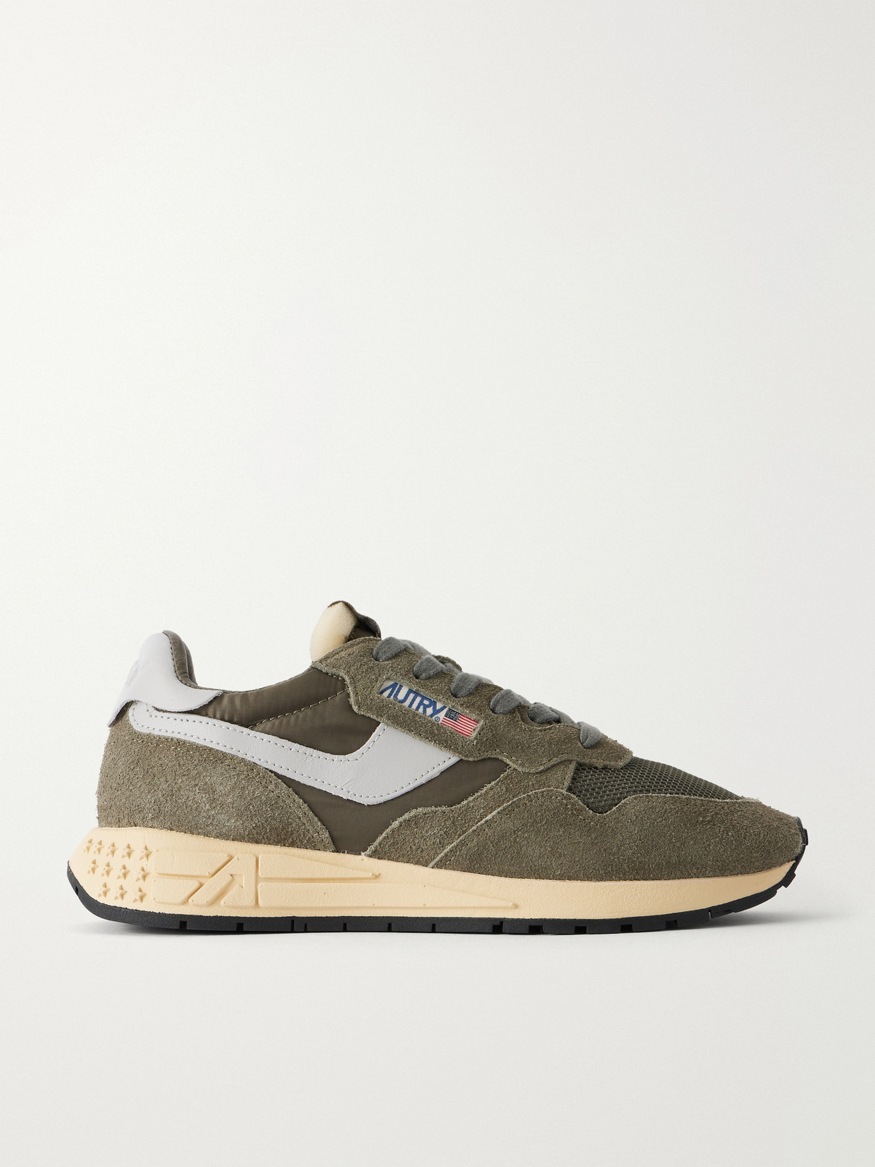 Autry Reelwind Low Leather And Suede-trimmed Mesh And Shell Sneakers In Green
