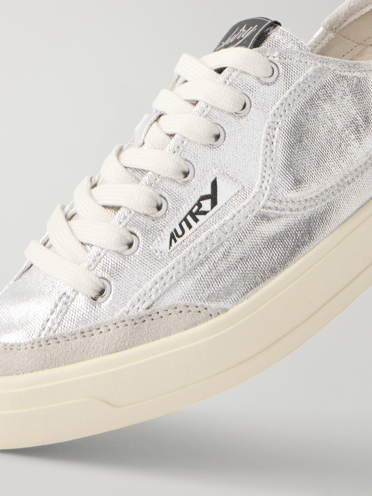Autry Windscape Low Silver Canvas Suede Cow Leather Rubber Sneakers In Gray
