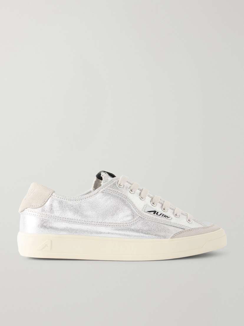 Autry Windscape Low Suede-trimmed Metallic Canvas Sneakers