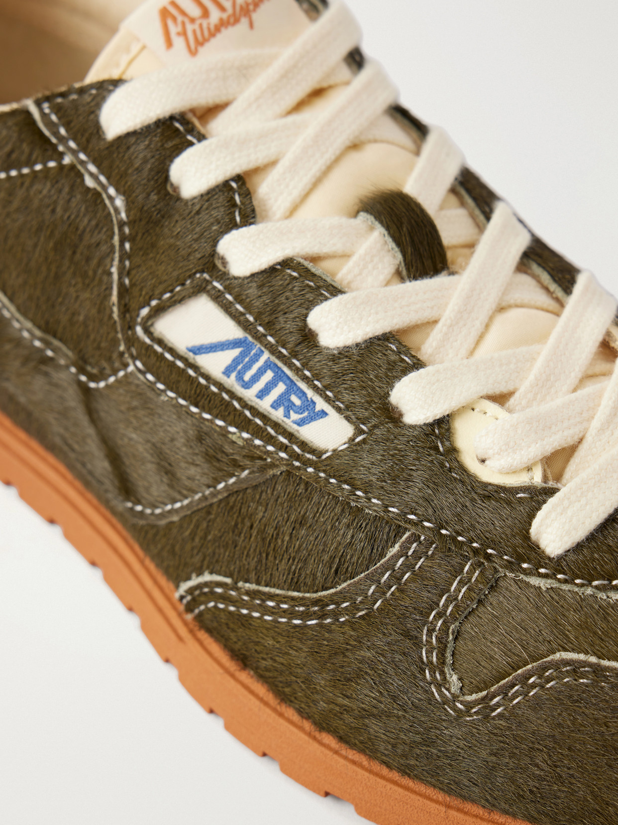 Windspin Low Logo-Embroidered Calf Hair Low-Top Sneakers