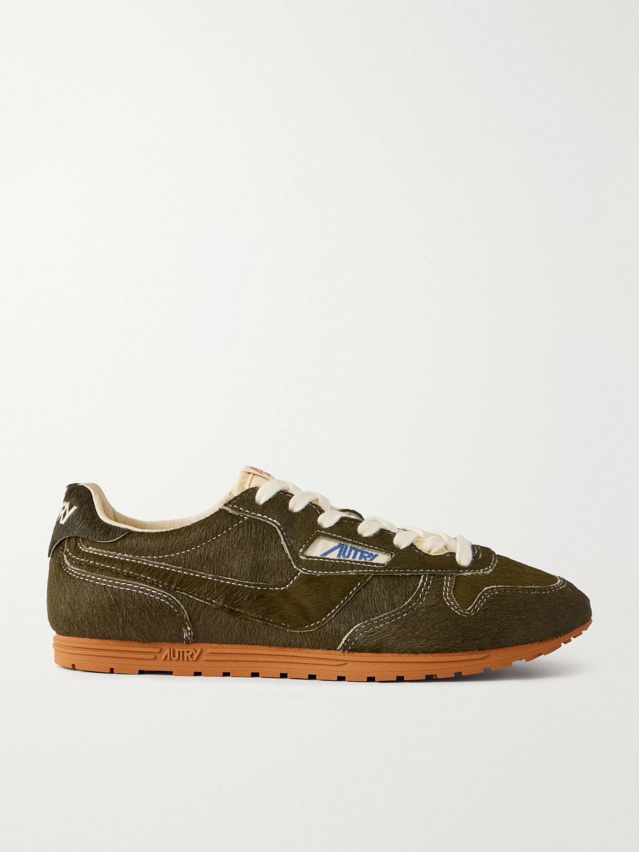 Autry Windspin Low Logo-embroidered Calf Hair Low-top Sneakers In Green