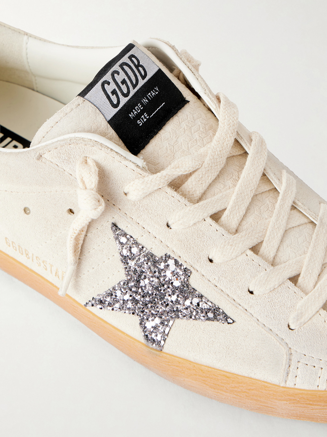 Super-Star Distressed Glittered Sneakers
