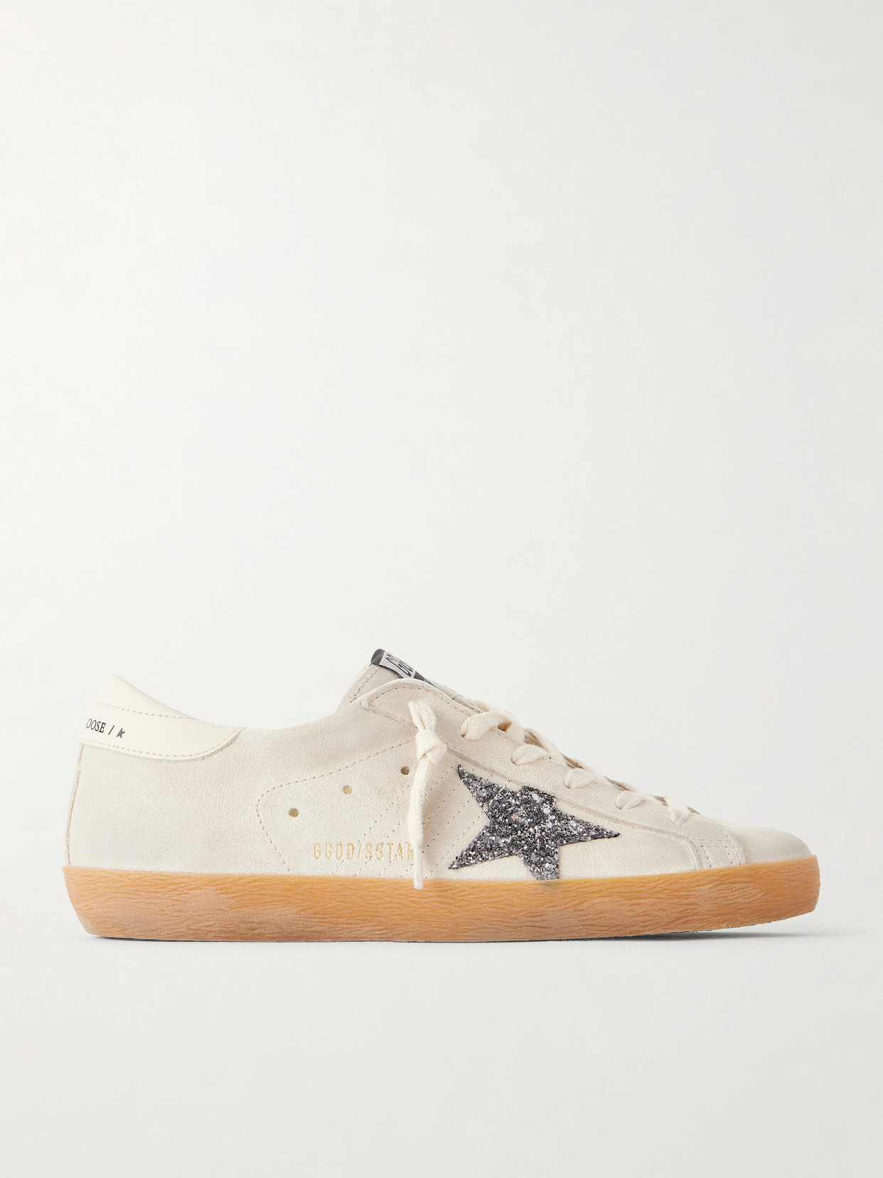 Super-Star Distressed Glittered Sneakers
