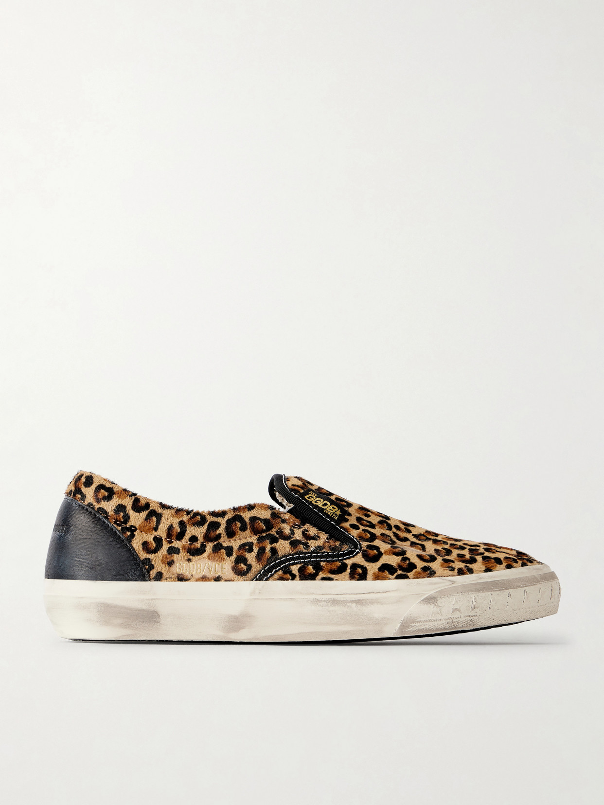 Golden Goose - Vce Horsy Distressed Leather-trimmed Leopard-print Pony Hair Slip-on Sneakers - Animal Print