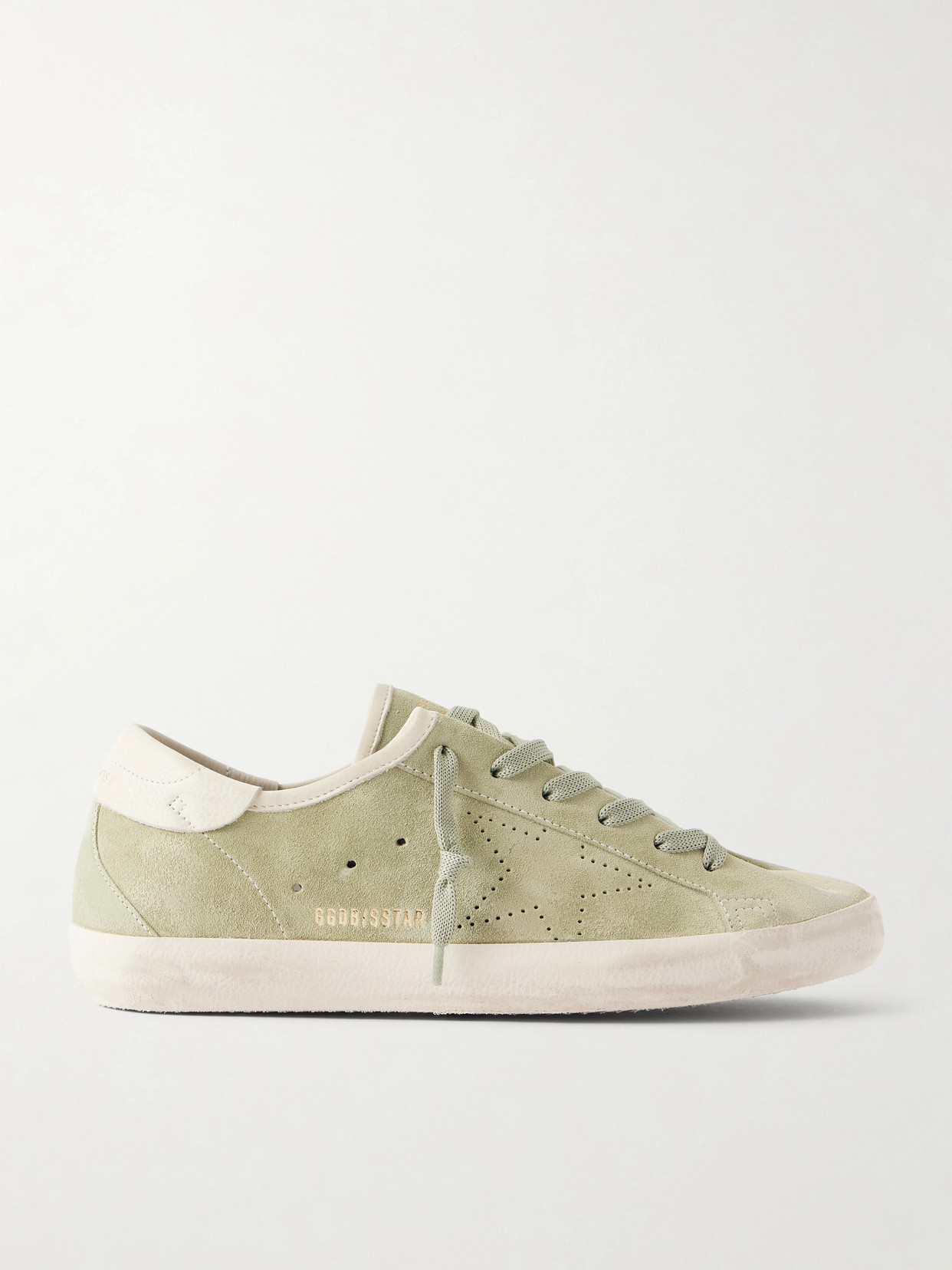 Golden Goose Super-star Leather-trimmed Suede Sneakers In Green