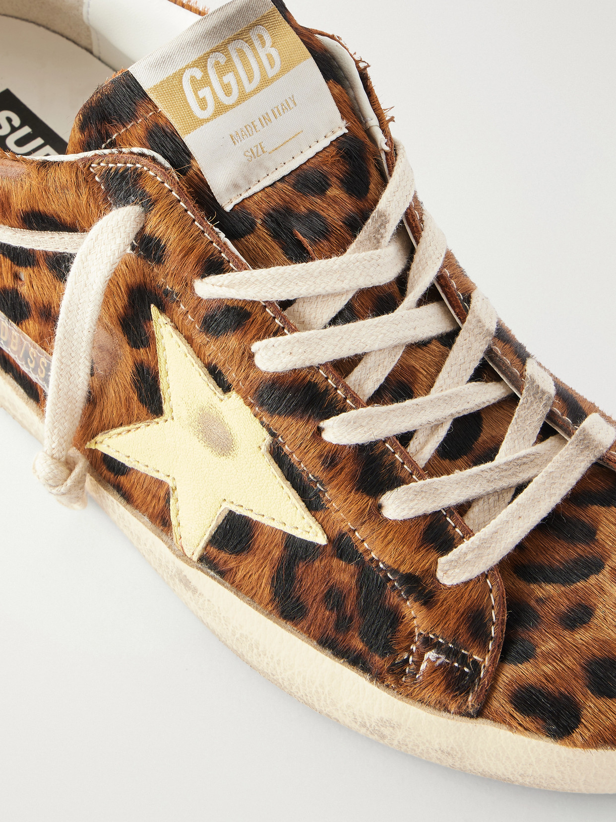 Super-Star Horsy Distressed Animal-Print Calf-Hair And Sneakers