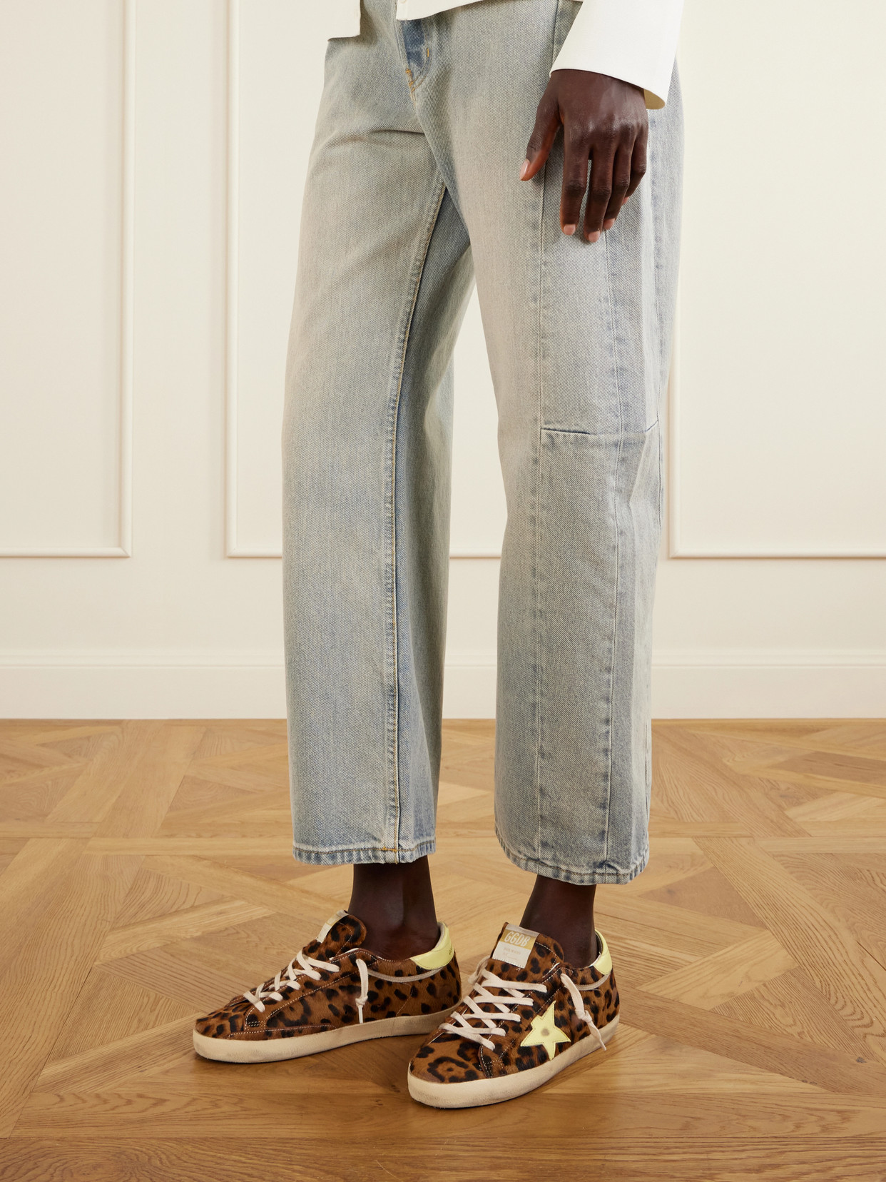Super-Star Horsy Distressed Animal-Print Calf-Hair And Sneakers