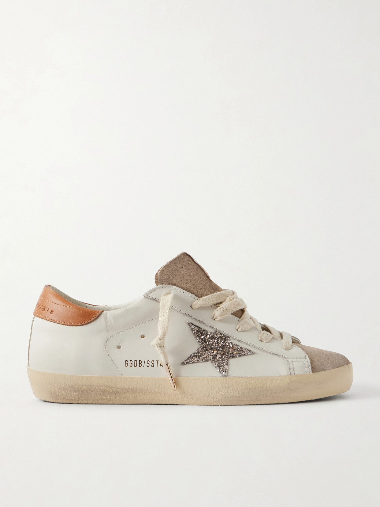 Super-Star Distressed Glittered Sneakers