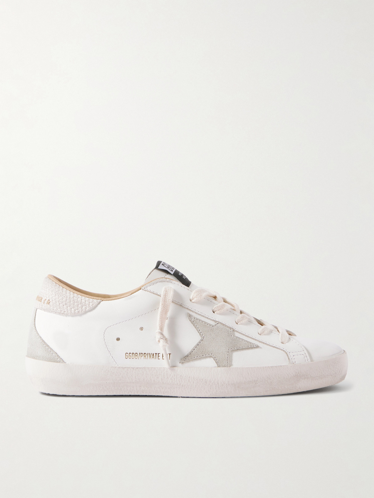 Golden Goose Super-star Distressed Suede-trimmed Leather Sneakers In White