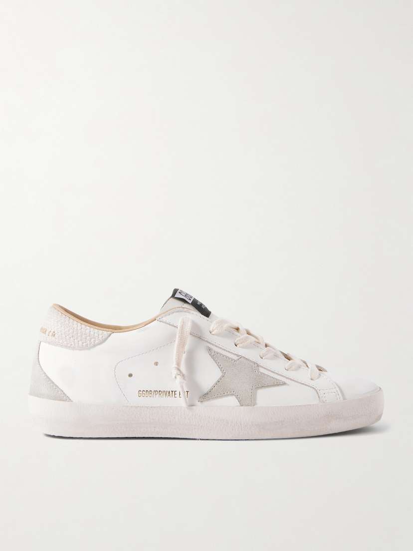 Golden Goose Super-star Distressed Suede-trimmed Leather Sneakers