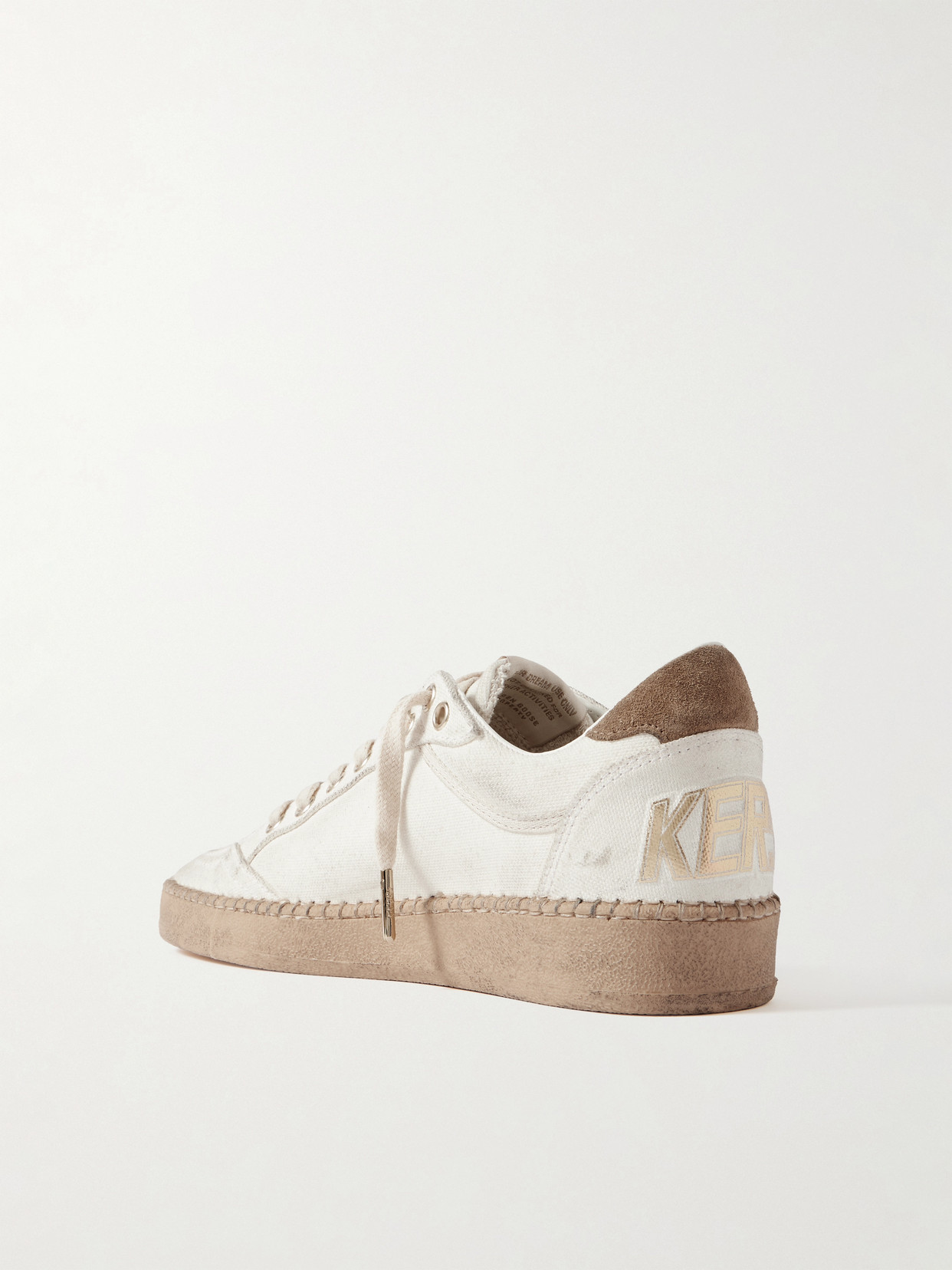 Ball Star Distressed Suede-Trimmed Canvas Sneakers
