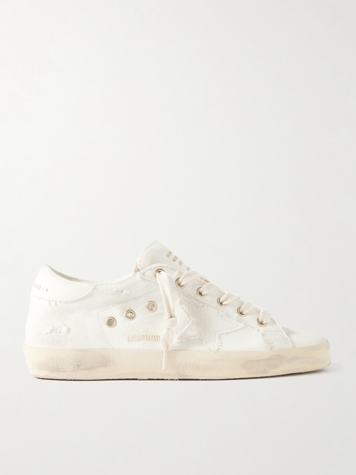 Golden Goose Super-star Distressed Canvas Sneakers In Neutral