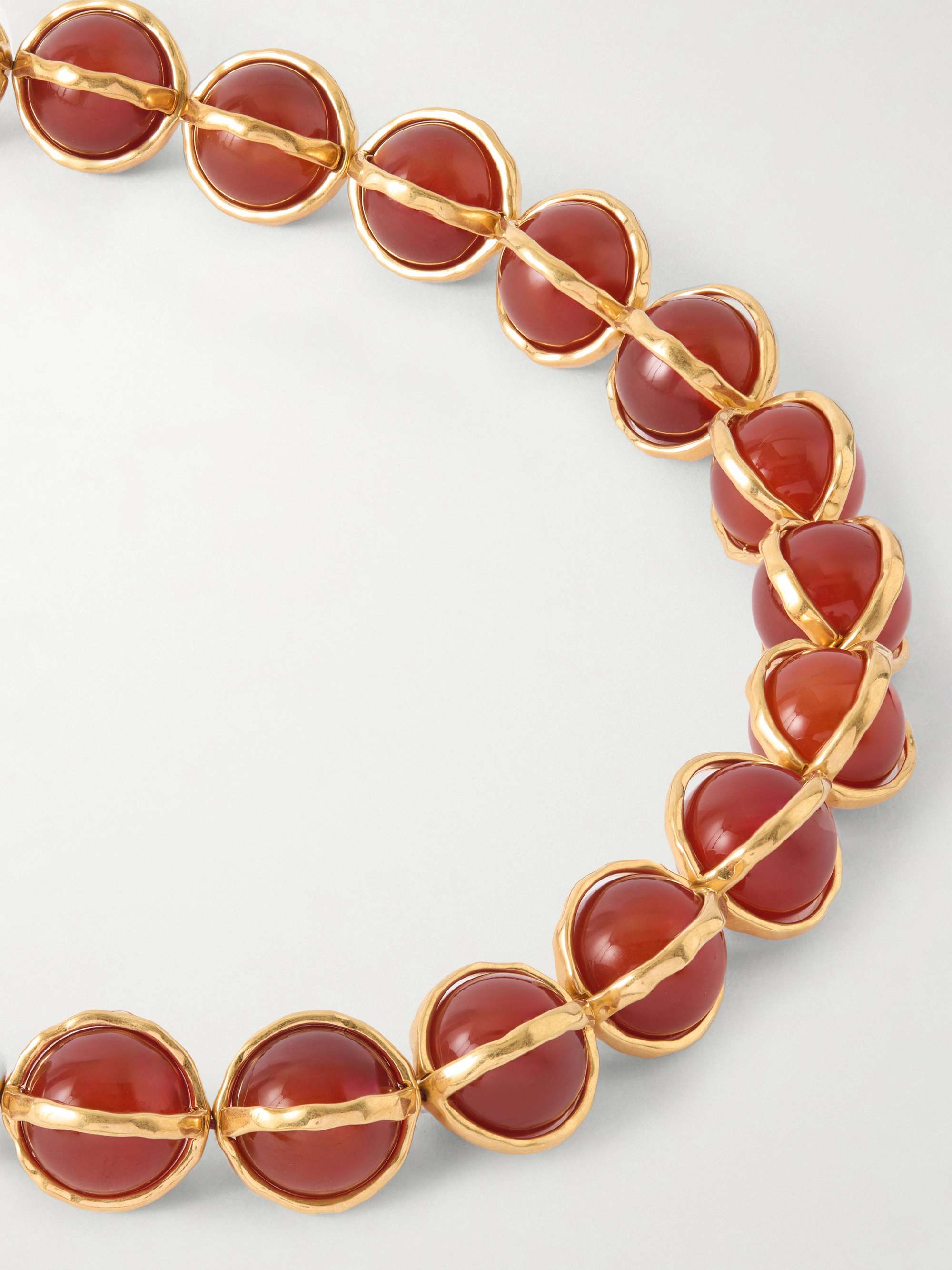 JIL SANDER Gold-tone agate beaded necklace | NET-A-PORTER