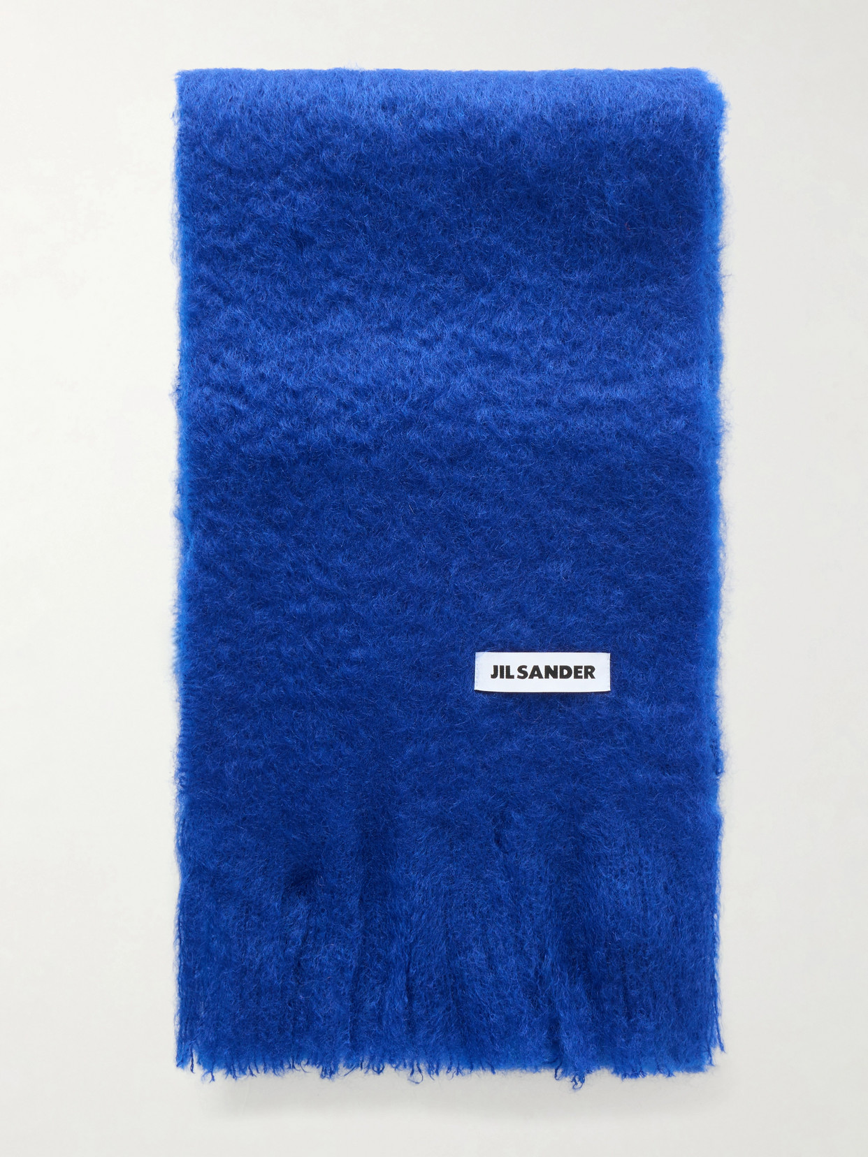 Jil Sander Fringed Virgin Wool Scarf In Blue