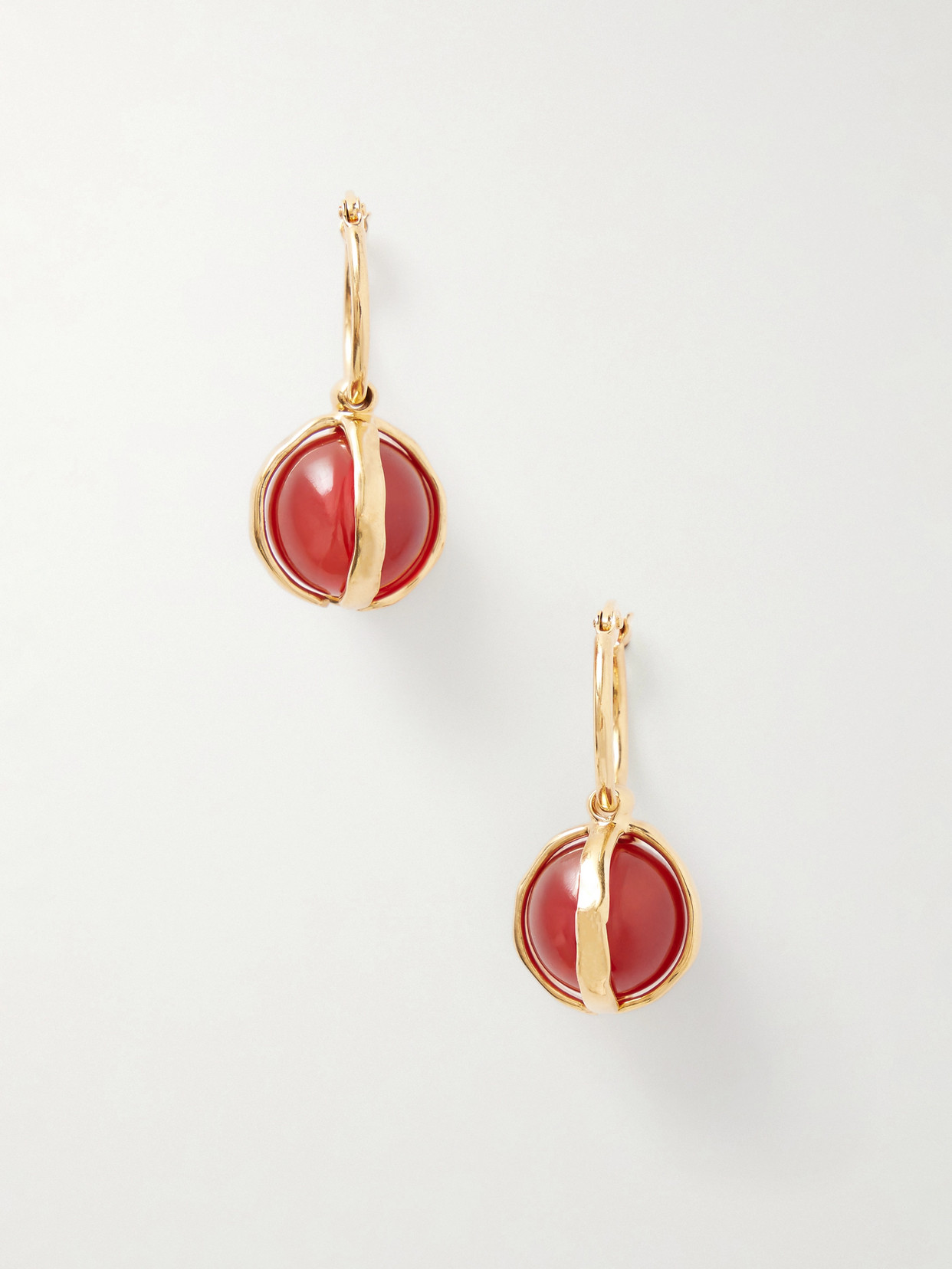 Jil Sander Beaded Gold-tone Agate Earrings In Pink