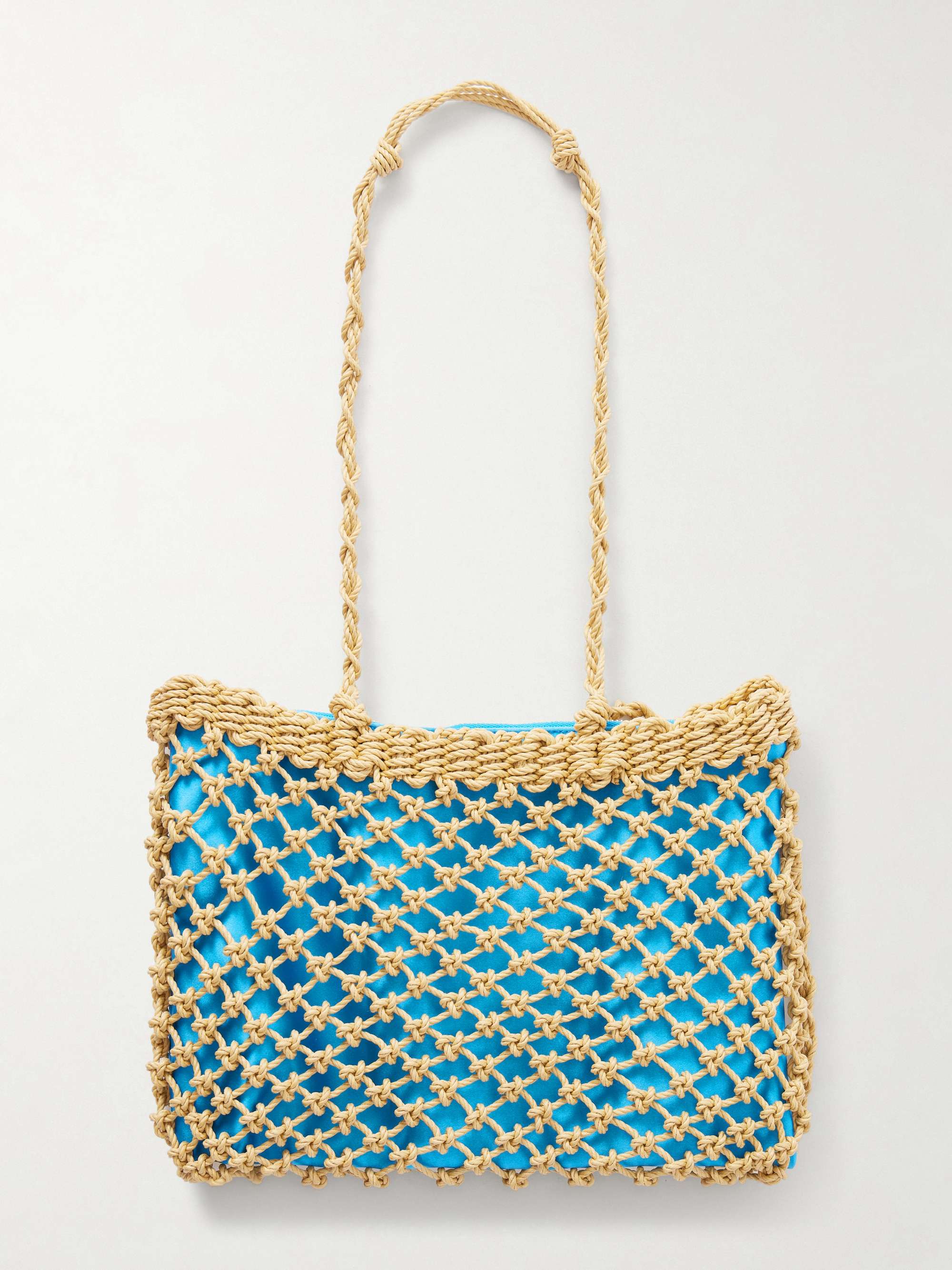 JIL SANDER Tangle Net satin and cotton cord shoulder bag | NET-A