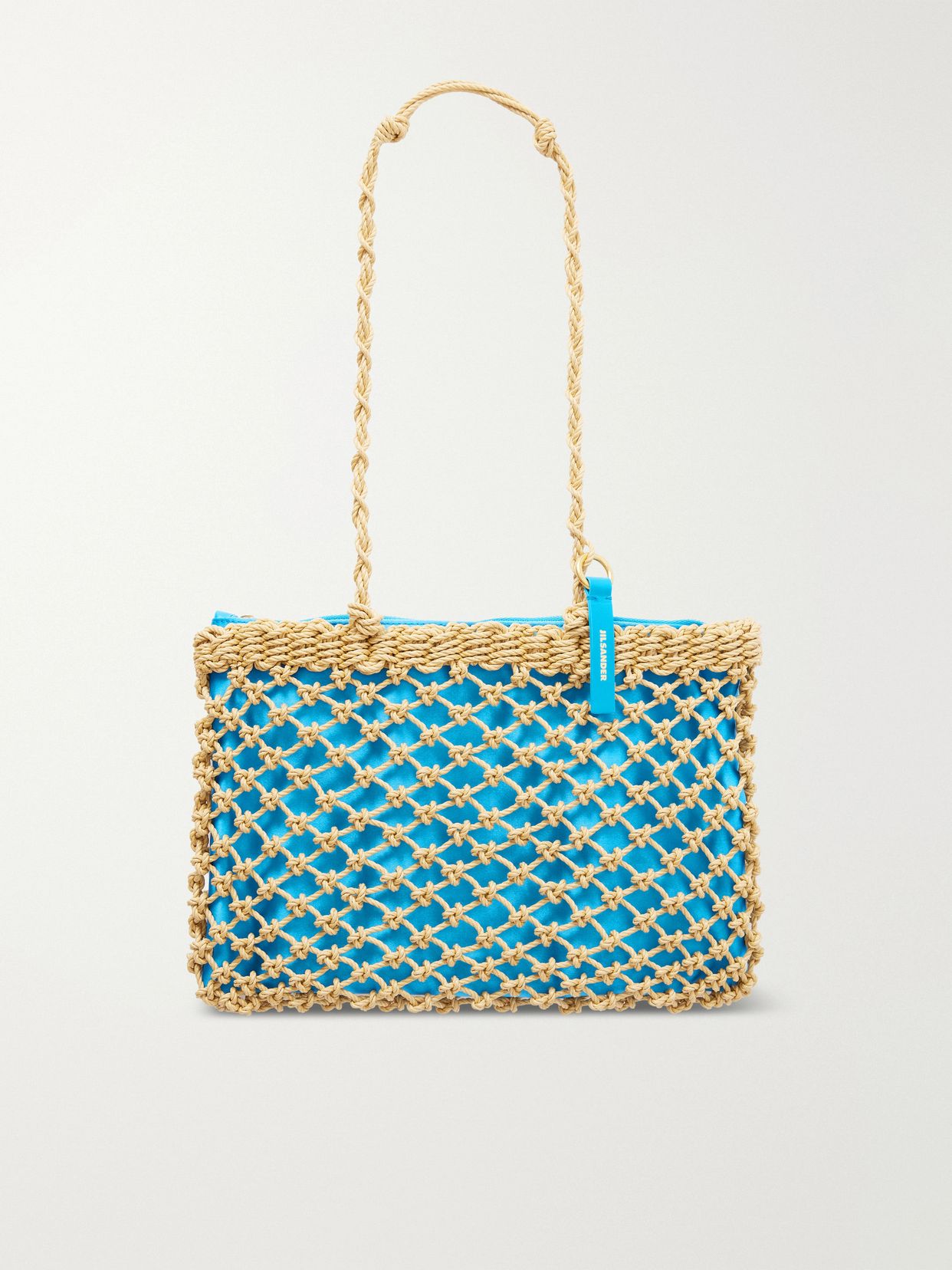 tangle net satin and cotton cord shoulder bag