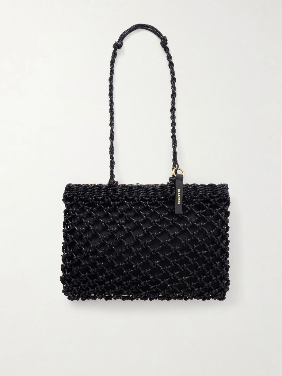 Tangle Net satin and cotton cord shoulder bag