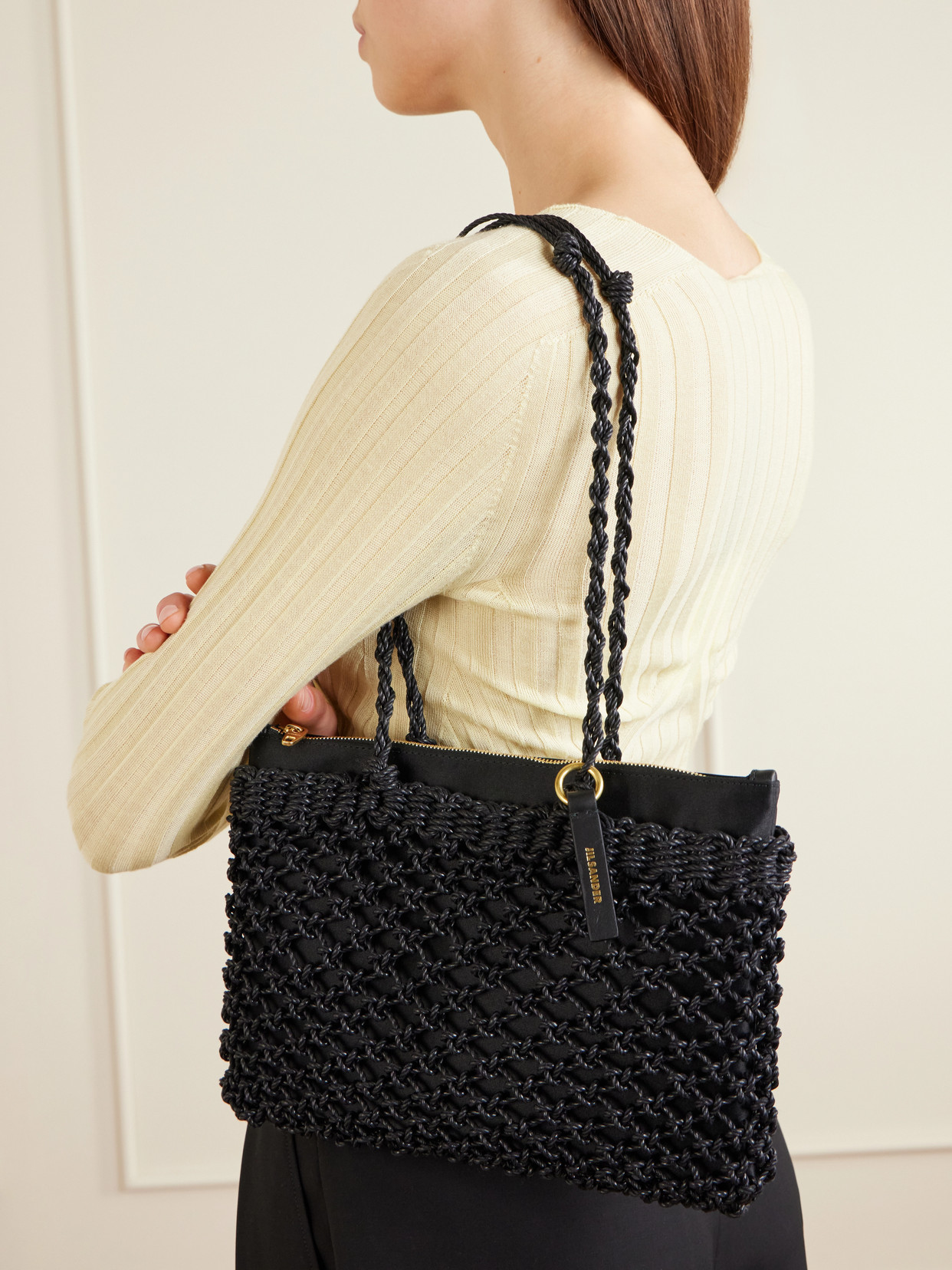 Tangle Net Satin And Cotton Cord Shoulder Bag
