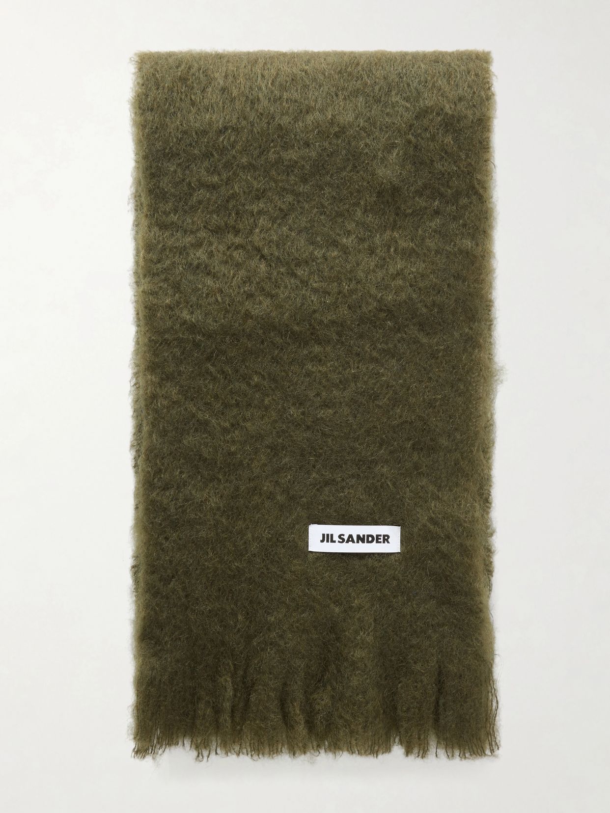 fringed mohair and wool bend scarf