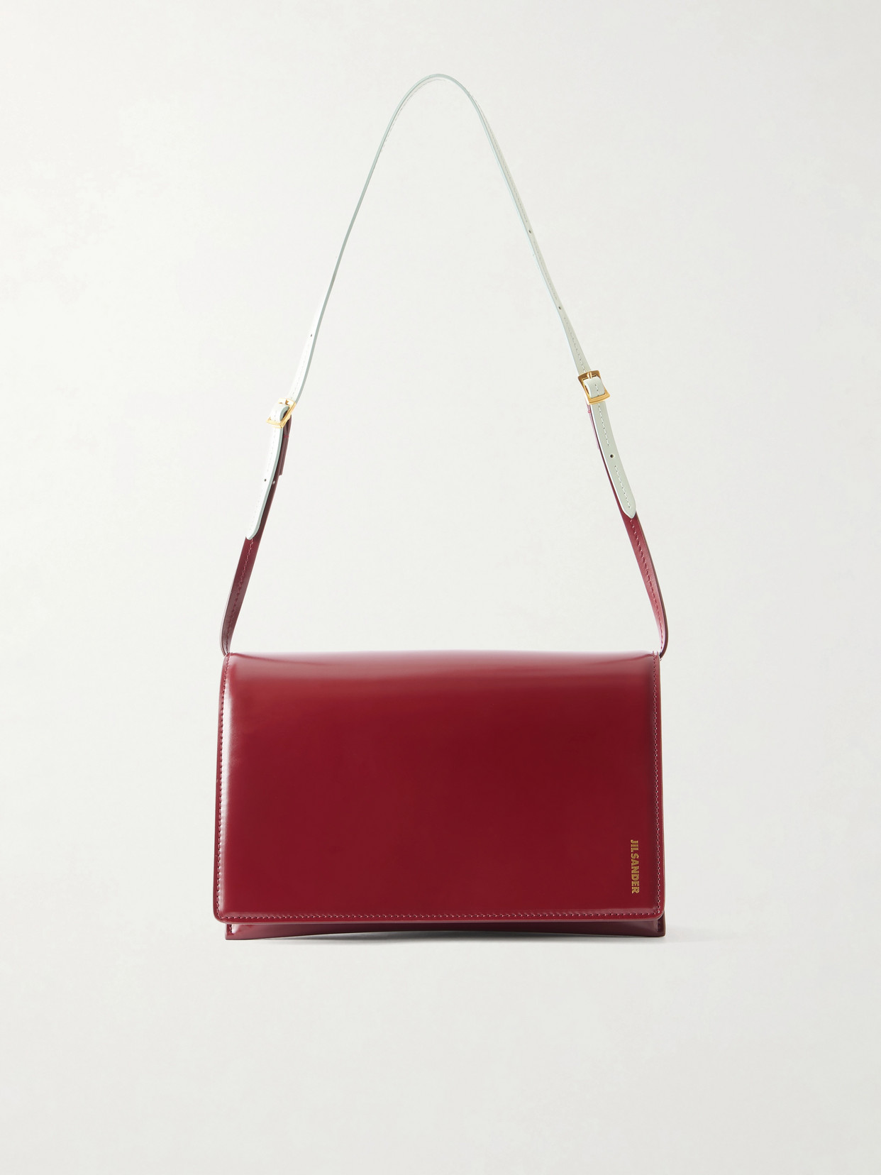 Jil Sander File Small Leather Shoulder Bag In Burgundy