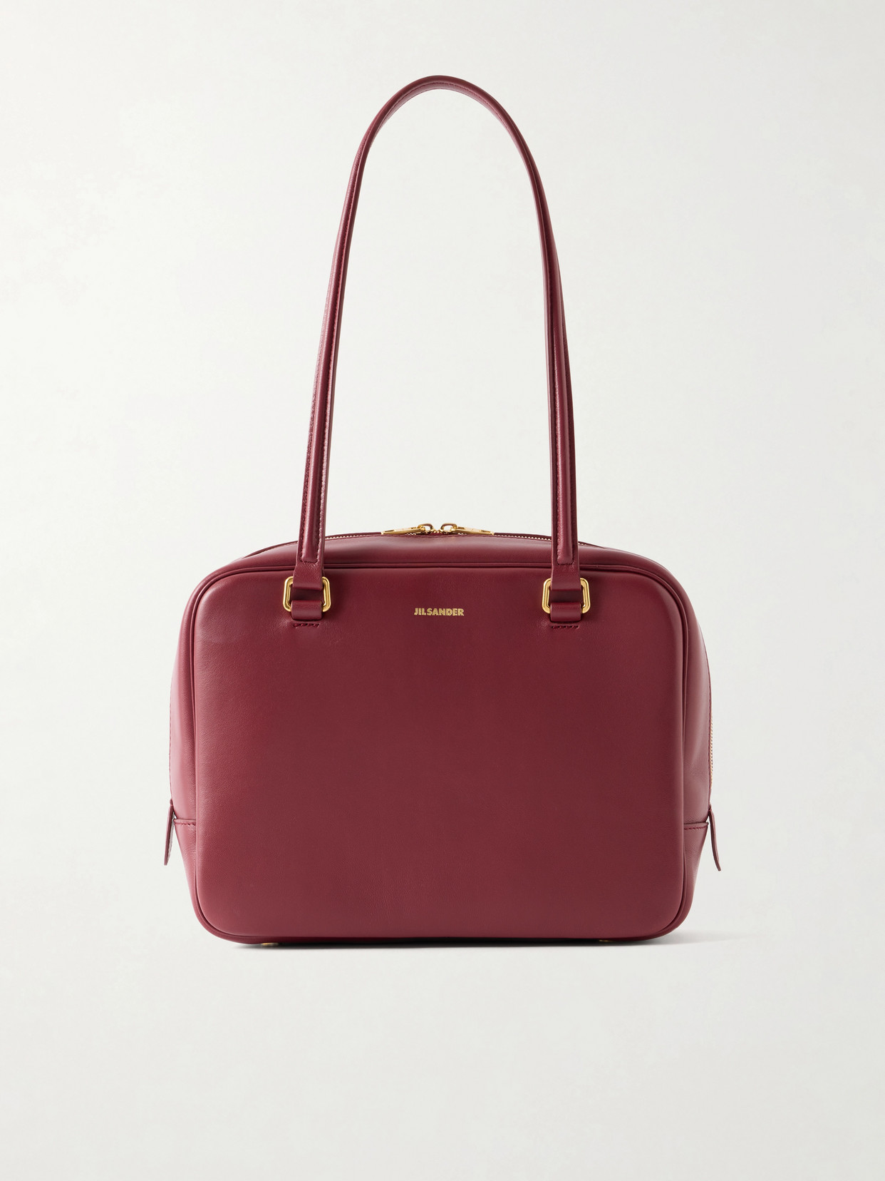 Jil Sander Vision Mini Leather Tote In Burgundy