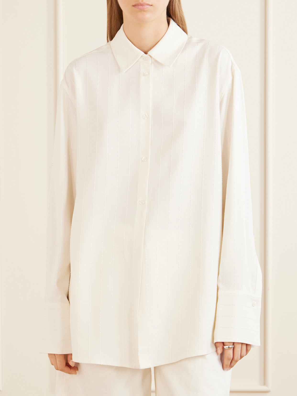 Mollie Sequin-Embellished Striped Twill Shirt