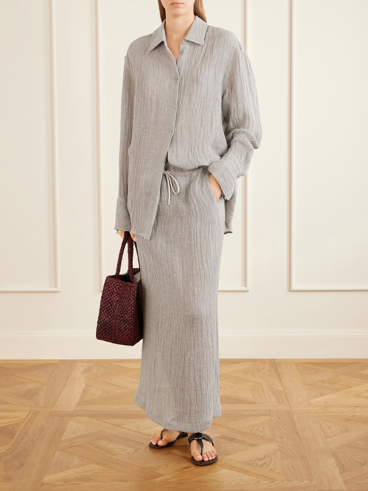 Regina Linen-Blend Gauze Midi