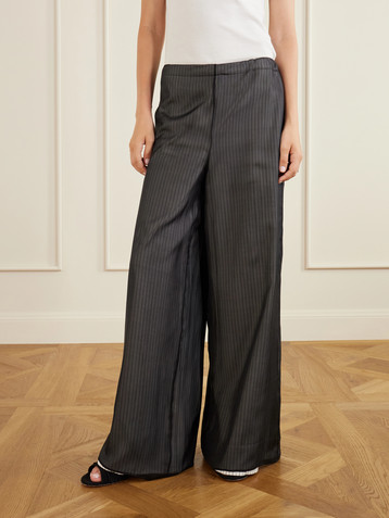 KALLMEYER Cairo striped silk and cotton-poplin wide-leg pants