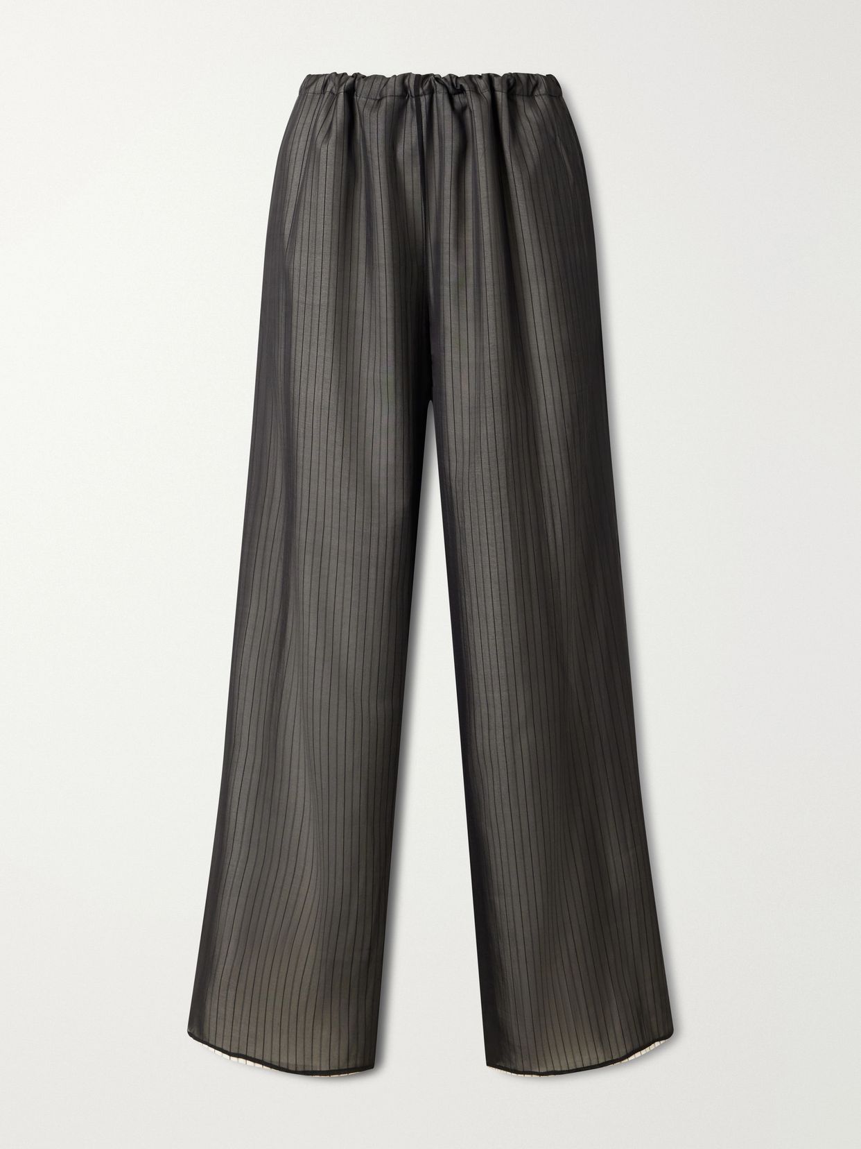 cairo striped silk and cotton poplin wide leg pants