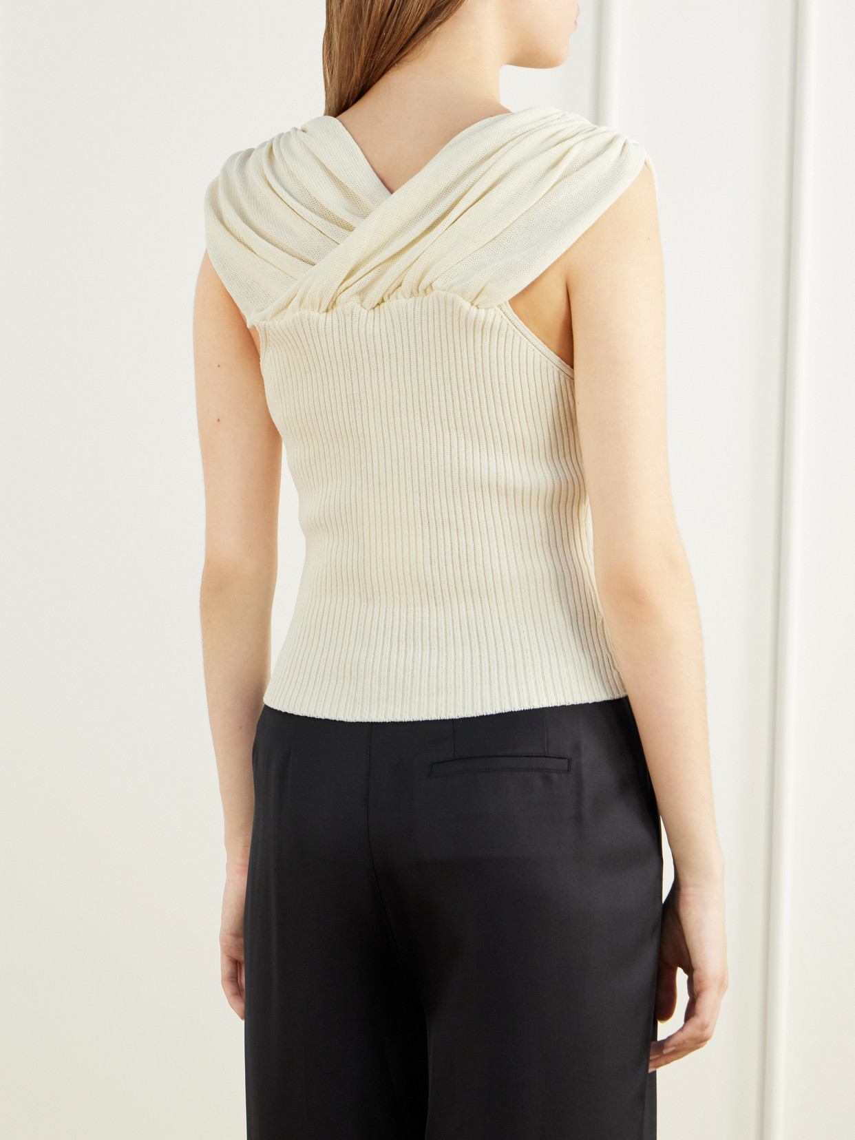 Meeka Cowl-Neck Cotton-Blend Top